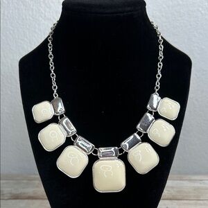 Liz Claiborne Silver and Cream Statement Necklace